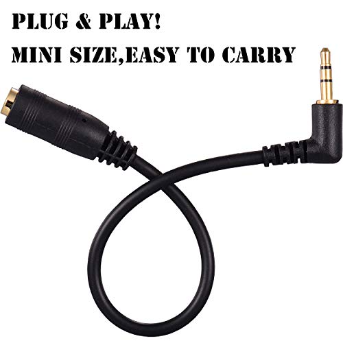 2 Pack Gold Plated 2.5mm Male to 1/8 inch 3.5mm Female Stereo Audio Jack Adapter Cable 90 Degree Right Angle Connector 6 inch Cord for Radios,Headphones,Recorder,Camera