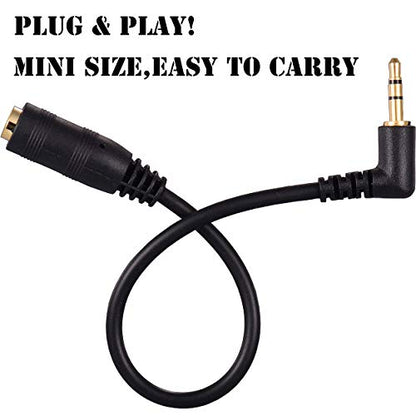 2 Pack Gold Plated 2.5mm Male to 1/8 inch 3.5mm Female Stereo Audio Jack Adapter Cable 90 Degree Right Angle Connector 6 inch Cord for Radios,Headphones,Recorder,Camera