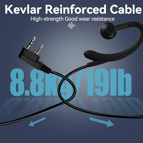 Retevis Walkie Talkie Headset with Mic, for RT22/RT68/RT21/H777 | G-Type, Big PTT, 2 Pin, Compatible with Baofeng 888S, Pxton, Kenwood Walkie Talkie, Walkie Talkie Earpiece(10 Pack) - style: G Shape Earhook