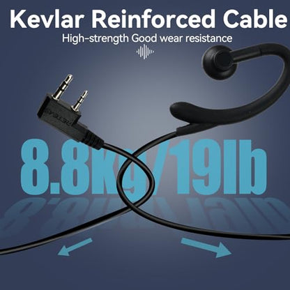 Retevis Walkie Talkie Headset with Mic, for RT22/RT68/RT21/H777 | G-Type, Big PTT, 2 Pin, Compatible with Baofeng 888S, Pxton, Kenwood Walkie Talkie, Walkie Talkie Earpiece(10 Pack) - style: G Shape Earhook