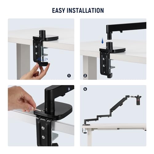 NEEWER Low Profile Mic Arm Desk Mount, 360° Swivel Boom Arm with Pneumatic Damping Adjustable, Cable Management, Compatible with Shure MV7 SM7B Blue Yeti Gaming Streaming Podcast Microphone, MS002 | Boom Arm, Adjustable, Cable Management, Compatible with