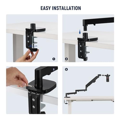 NEEWER Low Profile Mic Arm Desk Mount, 360° Swivel Boom Arm with Pneumatic Damping Adjustable, Cable Management, Compatible with Shure MV7 SM7B Blue Yeti Gaming Streaming Podcast Microphone, MS002 | Boom Arm, Adjustable, Cable Management, Compatible with