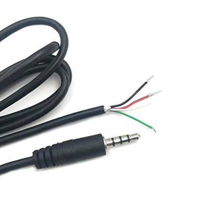 5Pcs 3.5mm Male Plug to Bare Wire Open End TRRS 4 Pole Stereo 1/8" 3.5mm Plug Connector Cable Replacement for Headphone Headset Earphone Microphone Audio Cable Repair 4.9ft