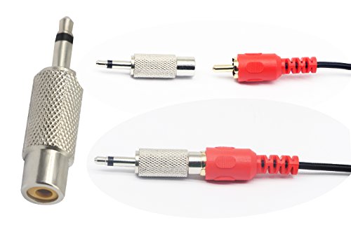 RCA to 3.5MM Audio TS Adapter 3.5mm 1/8" Mono Plug Male to RCA Female Jack Adaptor Connector (Silver)(5 Packs, 2-Pole) - color: 5 Packs, 2-Pole
