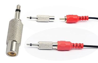 RCA to 3.5MM Audio TS Adapter 3.5mm 1/8" Mono Plug Male to RCA Female Jack Adaptor Connector (Silver)(5 Packs, 2-Pole) - color: 5 Packs, 2-Pole