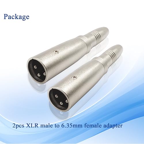 XLR to 1/4" Adapter 3PIN XLR Male to 6.35MM Female Connector Compatible with Microphone, Stereo, Mixer 2pcs - style: XLR Male to 6.35MM Female Adpapter