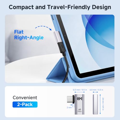 Cable Matters 2-Pack 40Gbps Flat Right Angle USB C Adapter | [4K@240Hz Video, 240W Charging, 40Gbps Data Transfer] 90 Degree, Compatible with Thunderbolt 4, iPhone 17/16, Steam Deck - style: Flat Right Angle
