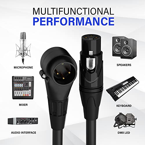 LyxPro 3 ft XLR Mic Cable, Right-Angle Male to Female, Black - color: Black, size: 3 Feet Angled Male
