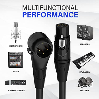 LyxPro 3 ft XLR Mic Cable, Right-Angle Male to Female, Black - color: Black, size: 3 Feet Angled Male