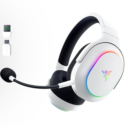 Razer Barracuda X Chroma Wireless Gaming Headset, 2.4GHz & Bluetooth, White | Lightweight, Chroma RGB, 40mm Drivers, Cardioid Mic, 70 Hr Battery, for PC, Mac, PS5, Switch 2, Smartphone - color: White