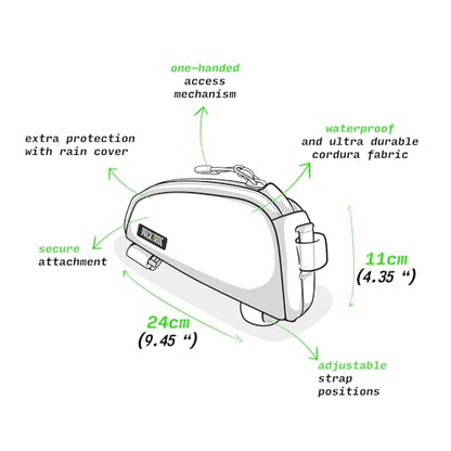 PACK2RIDE Onedrop 1L Top Tube Bike Bag - Water Resistant Bicycle Frame Bag - color: Coyote, size: 1.2 L