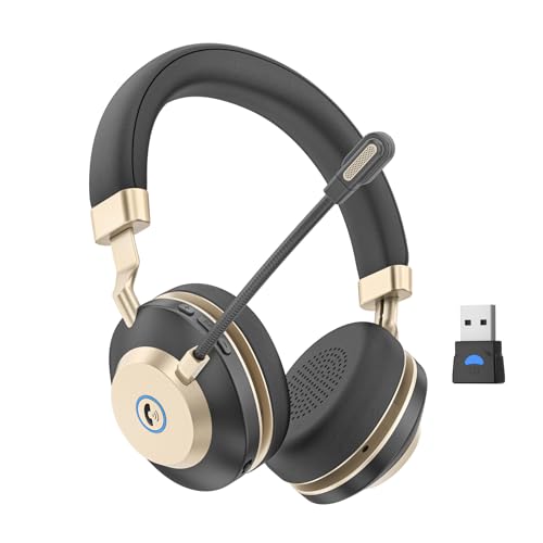 Earbay Wireless Headset with Microphone, AI Noise Cancelling & Dongle | V5.3 Bluetooth Headset with Mute Microphone, Computer Headphones with Mic 45H Office/PC/Call Center/Laptop/Teams/Zoom