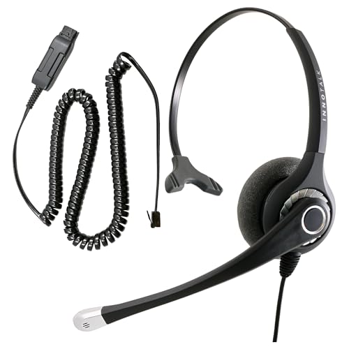 INNOTALK Phone Headset Compatible with Avaya 5620 5621 5625 6416 6424 QE4610 9404 9406 9408 9504 9508, QD Headset Adapter Cable + Noise Cancel Supersonic Monaural Desk Phone Headset - size: Superb Monaural