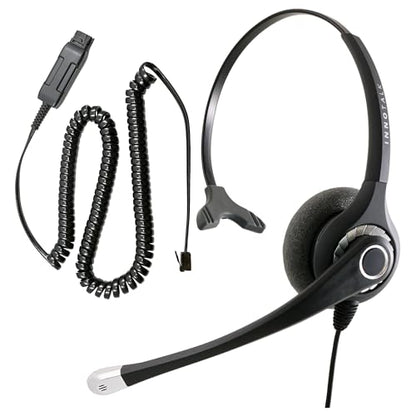 INNOTALK Phone Headset Compatible with Avaya 5620 5621 5625 6416 6424 QE4610 9404 9406 9408 9504 9508, QD Headset Adapter Cable + Noise Cancel Supersonic Monaural Desk Phone Headset - size: Superb Monaural