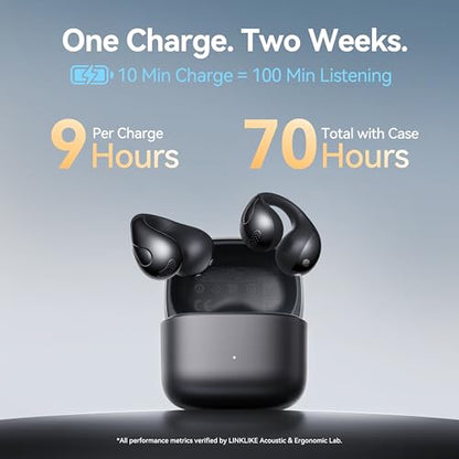 Linklike Air Open Ear Clip-on Earbuds｜Zero-Gravity Wearable Tech｜Butterfly - color: Space Gray