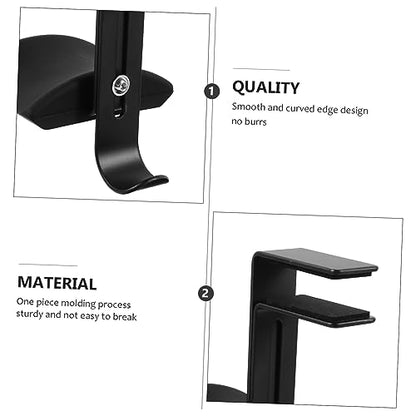 Uonlytech Adjustable Under Desk Headphone Stand Hanger Metal Holder for Headset Durable and Scratch-Resistant Design for Gaming and Office Use - color: Black