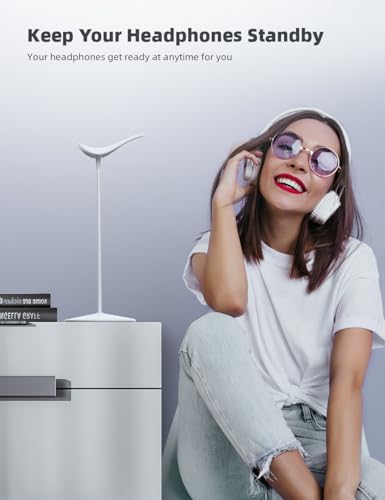 Lamicall Headphone Stand Desktop Headset Holder, Elegant Earphone Stand | Unique Appearance Design, Ultra Sturdy, Multi-Scenario Use for All Headset like Airpods Max, HyperX, Beats, Senn heiser - color: White