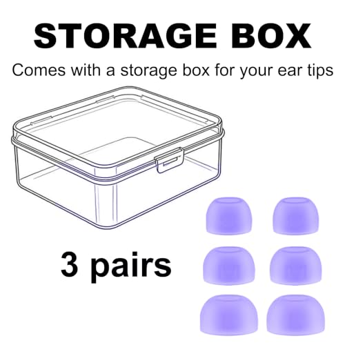 Replacement Ear Tips Compatible with JBL Endurance Race 2 | Soft Silicone Eartips with Portable Storage Box (3 Pairs, Purple, S/M/L)