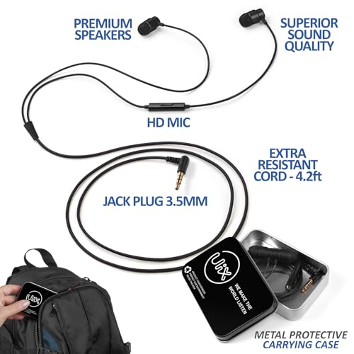 UliX Rider Wired Earbuds in-Ear Headphones, Earphones with Microphone, 5 Years Warranty, with Anti-Tangle Cable, Ear Buds for iPhone, iPad, Samsung, School Students, Kids, Women, Small Ears - style: 3.5 mm