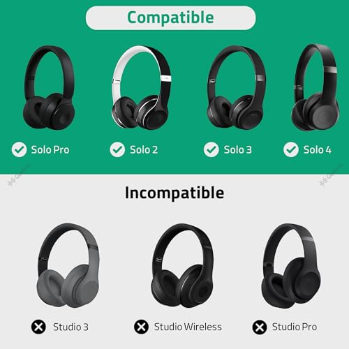 Geekria Shield Headphones Case Compatible with Beats Solo 4/3/2/Pro, Replacement Hard Shell Travel Carrying Bag with Cable Storage (Black) - color: Black