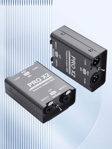 GINTOOYUN Pro Passive Stereo Direct Connection Box 2-Channel Audio Isolator, Audio Current Sound Eliminator, 6.5 Permo Alloy Isolator, Mixing Console, live Broadcast