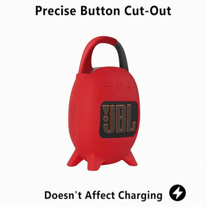 Geiomoo Silicone Carrying Case for JBL Clip 5, Protective Portable Scratch Shock Resistant Cover (Red) - color: Red
