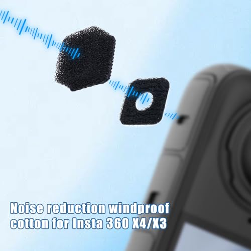 BOXOB 6 Sets Microphone Wind Muff for Insta 360 X4/X3 Camera, Anti-Noise Sponge Mic Windshield Windscreen Replacement Wind Noise Reduction Cover Accessories for Clear Audio