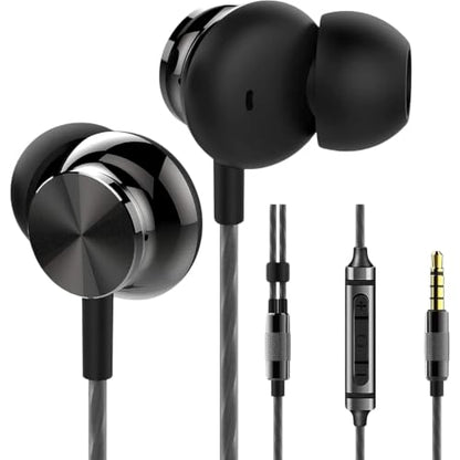 Betron BS10 Earphones Wired Earbud Headphones with Microphone, Black | with Volume Control, In-Ear, Plug in, 12mm Drivers, Deep Bass, Noise Isolating, Ergonomic Design, 3.5mm