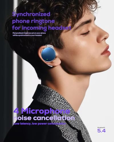 Micool On Ear Bluetooth Headphones, Open-Ear Headphones Wireless with 4-Mic ENC for Crystal Clear Calls, 52H Total Battery, Dual Device, Sport Clip On Headset for Running & Travel (Black & Blue) - color: Black & Blue
