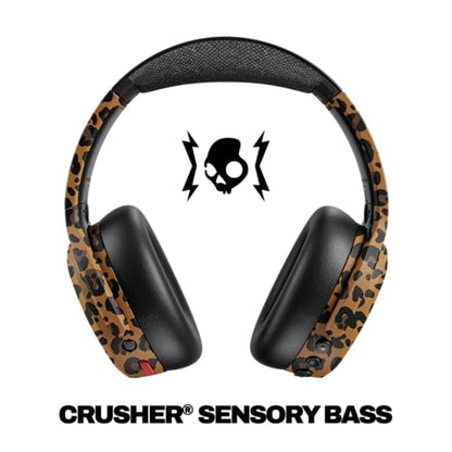 Skullcandy Crusher ANC 2 Noise Cancelling Wireless Headphones - Leopard | Multi-Sensory Crusher Bass, Over-Ear Fit, Bluetooth, 60 Hours Battery, Working Out, Gym, Travel, Studying, Music, Gaming - color: Leopard
