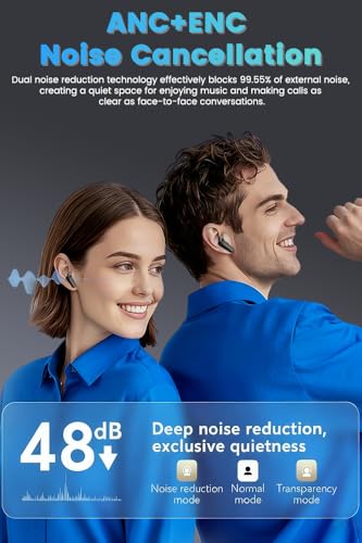 Piluyaa Wireless Earbuds Bluetooth Headphones ANC+ENC Ear Buds with Mic | LED Digital Display Charging Case, IPX7 Waterproof, HIFI Deep Bass Stereo, in-Ear Earphone for iPhone Andriod -Black - color: BLACK
