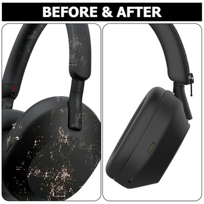 3 Set Case Cover for Sony WH-1000XM5 Headphones,Embody Ear Pad Cover/Headband Cover/Ear Cover Soft Silicone Headphones Accessories（Black） - color: Black