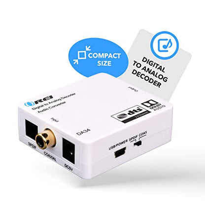 OREI Digital to Analog Audio Decoder by OREI, Convert & Decode Dolby Digital Audio SPDIF/Coaxial 5.1-Channel Input to RCA L/R/3.5mm Headphone Output Converter (DA34)