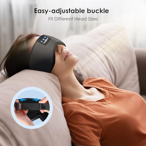 MUSICOZY Sleep Headphones Bluetooth 5.4 Sleep Mask with HD Sound | Breathable Flat Design with Cooling Lining, Washable Headband, 14 Hours Playtime for Travel Meditation Relaxation Gifts - color: Gray