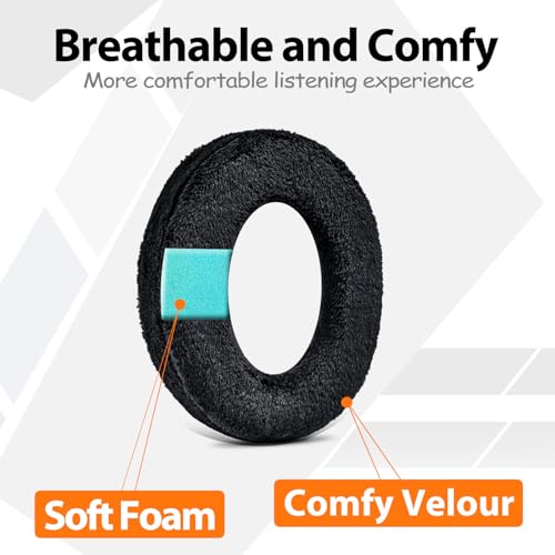 TRANSTEK Earpads Compatible with QC QuietComfort Ultra Headphones I Breathable Softer Velour, Thicker QC Replacement Ear Cushions (Velour)