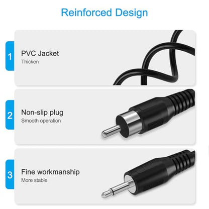 3.5mm to RCA Cable,RCA Male to Aux Audio Adapter,1/8 inch Mono Male Plug Jack Connector Converter Auxiliary Cord for Speaker - size: 1ft