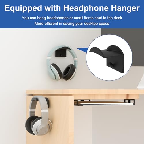 Under Desk Laptop Mount for Lenovo,HP,Asus,Acer Laptop Under Desk Holder with Anti-Scratch Pads Compatible with Laptop,Mac mini,MacBook,Keyboard Under Desk Laptop Shelf with Headphone Hanger