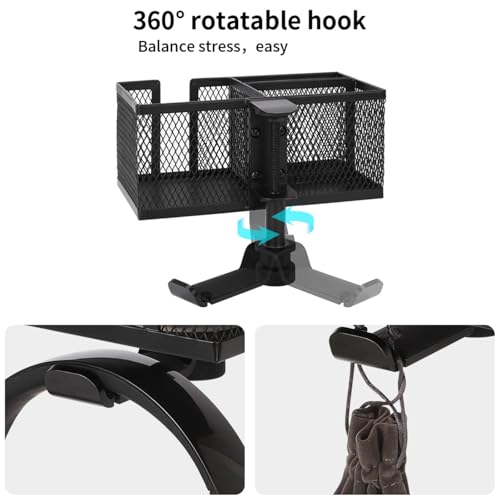 Multifunctional Clamp On Cup Holder Headsets Hanger Organizers for Drinks Phones Headphones Bags with AntiSpill Design - color: Black