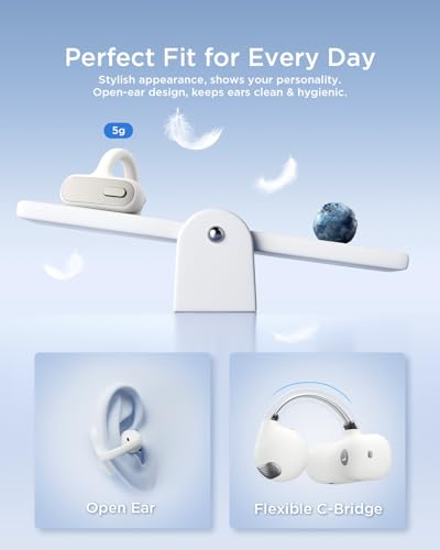 TALIX Open Ear Clip-On Earbuds X8 with AI ENC & Powerful Bass, Wireless Bluetooth 6.0, IPX4 Sweatproof Fitness Headphones, Physical Buttons, 5g Lightweight Ear Buds with Multi-Device Switching, White - color: White