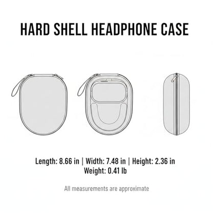 Hard Shell EVA Headphone Case for Over-Ear Models, Protective Travel Storage with Zipper, Black