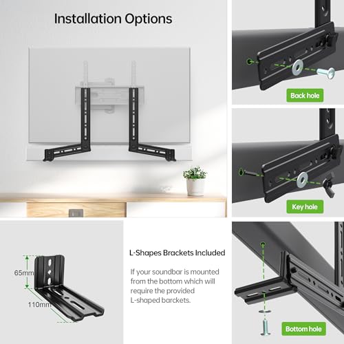 USX MOUNT Soundbar Mount, Sound Bar Mount for Mounting Above or Under TV, Fits Most of Sound Bars Up to 16 Lbs, with Detachable Extension Plates - size: Soundbar Mount up to 16 lbs