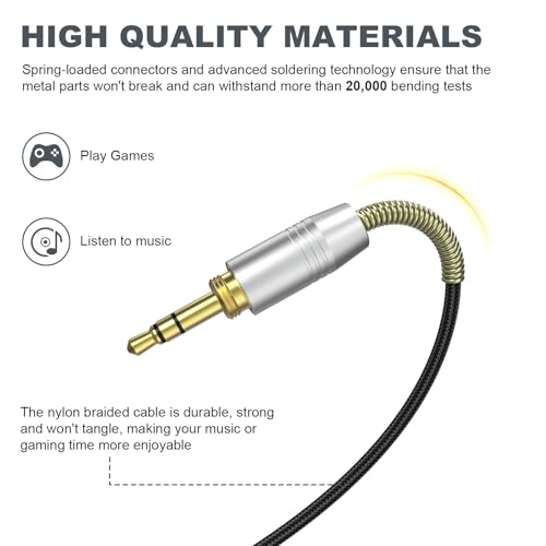 Momentum 4 Audio Cable Compatible with Sennheiser Momentum 4, Momentum 3, Momentum 2.0, HD1 On-Ear, HD 400S, HD 450BT, PXC 550, PXC 550-II, ACCENTUM Plus Headphones with 6.35mm Adapter, 6.6ft