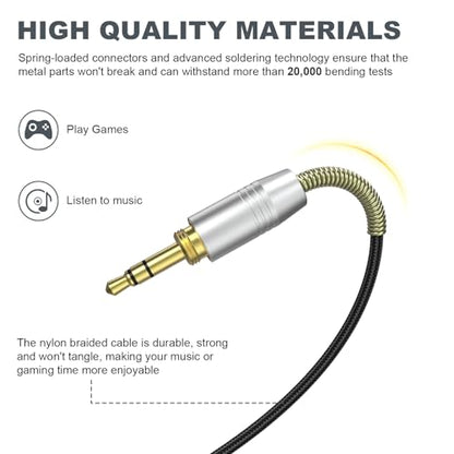Momentum 4 Audio Cable Compatible with Sennheiser Momentum 4, Momentum 3, Momentum 2.0, HD1 On-Ear, HD 400S, HD 450BT, PXC 550, PXC 550-II, ACCENTUM Plus Headphones with 6.35mm Adapter, 6.6ft