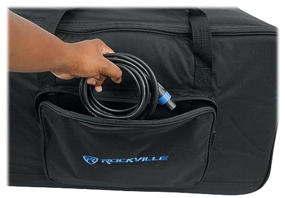 Rockville SB15 V2 Rolling Travel Bag for 15" DJ PA Speakers and Stands | Wheels and Retractable Handle, Stand Pocket, Semi-Rigid Foam Protection, Dual Lockable YKK Zippers, Water-Resistant - size: 15"