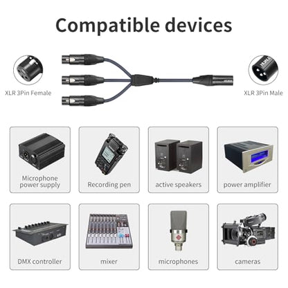 2FT 3Pin XLR Male to 3 Female Y Splitter Cable,XLR Splitter 1 Male to 3 Female Audio Cable for Mixer, Microphone - size: 2Feet, style: XLR 1 M To 3 F