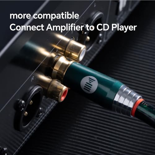 M/M Digital Audio Coaxial Cable [Silver-Plated | Copper Core | 17AWG], RCA Coaxial Cable, 2RCA Male to 2RCA Male L/R Sound Digital Coaxial Audio Cable, Emerald - size: 4.9FT/1.5M