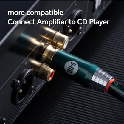 M/M Digital Audio Coaxial Cable [Silver-Plated | Copper Core | 17AWG], RCA Coaxial Cable, 2RCA Male to 2RCA Male L/R Sound Digital Coaxial Audio Cable, Emerald - size: 9.8FT/3M