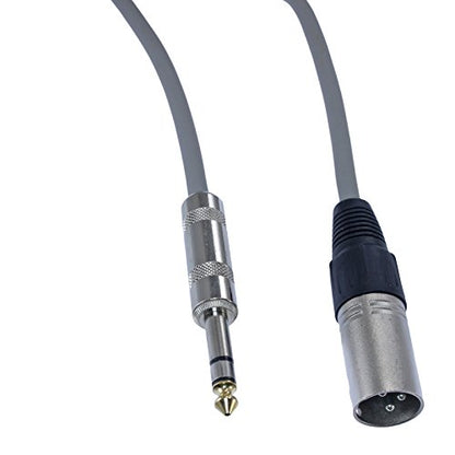 1/4" TRS to 3 Pin XLR Male Pro Audio Patch Cable Balanced and Shielded (6 Foot Feet ft Long, Gray) - color: Gray, size: 6 ft long