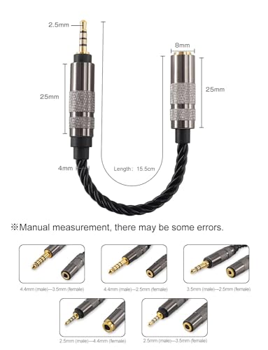 okcsc Headphone Adapter 2.5mm Male to 4.4mm Adapter for 4.4mm Cable Connected to Balanced 2.5mm Player Device High Stereo Audio Converter OFC Cable with Gold-Plated Plug 6 inch Length Extension Cord - size: 2.5mm Male to 4.4mm