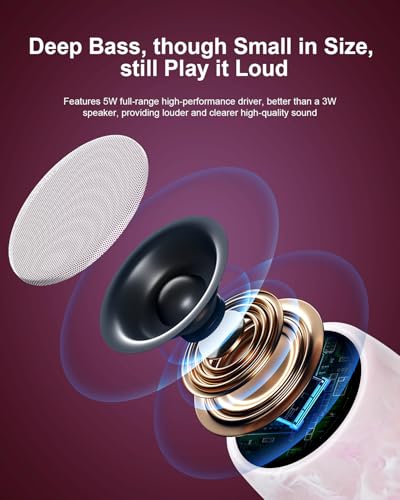 comiso Small Speaker, IPX7 Waterproof Bluetooth Speaker with Robust Bass - color: Pink